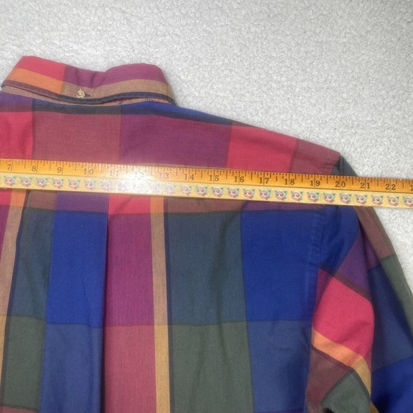 Vintage Roundtree Yorke Shirt Mens Large Long Sleeve Plaid Single Needle 90s - Picture 12 of 13
